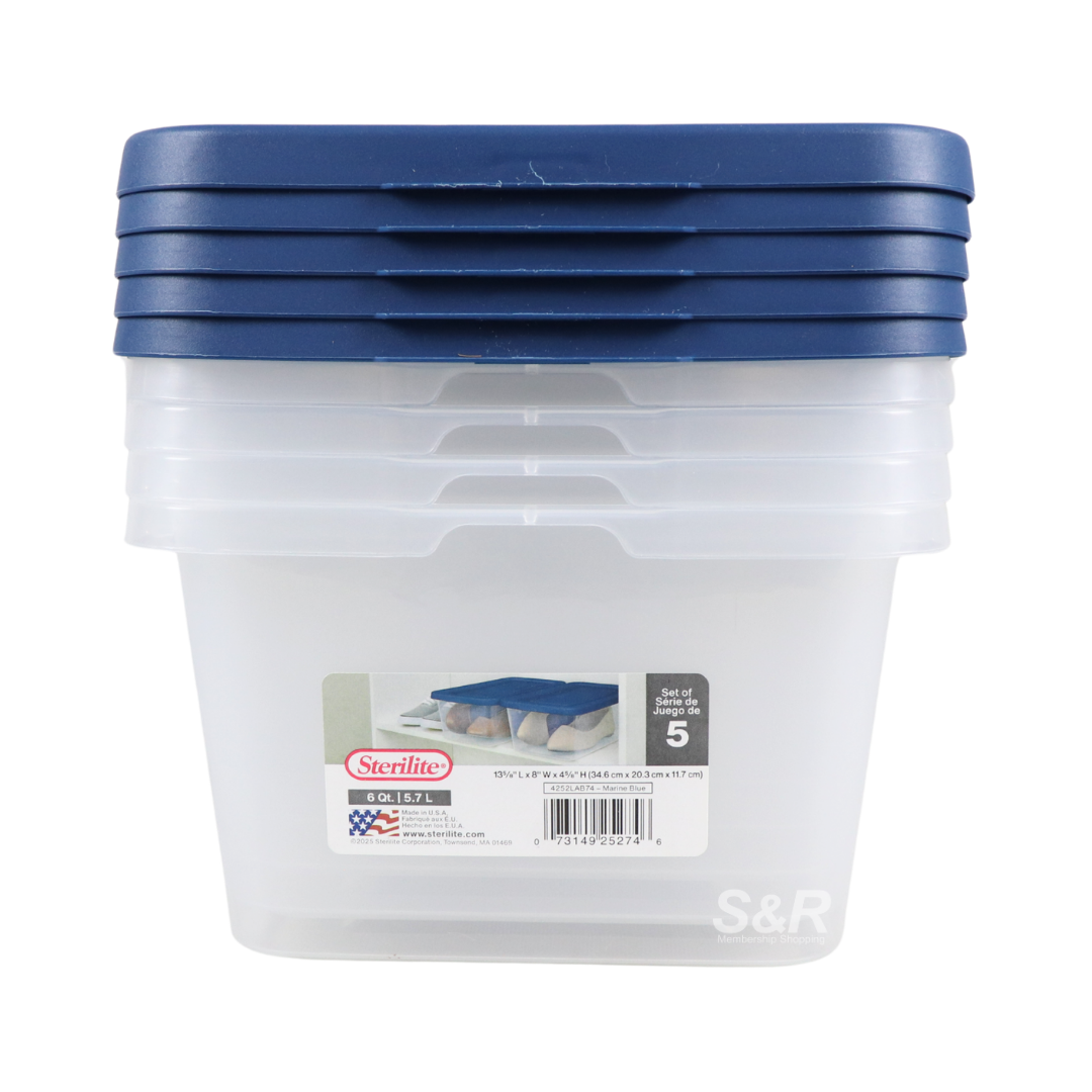 Sterilite 5.7L capacity Marine Blue Storage Box 6 pieces